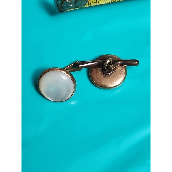 Vintage Dark Mother of Pearl Mens Shirt Studs Formal Jewelry Set - Picture 1 of 7